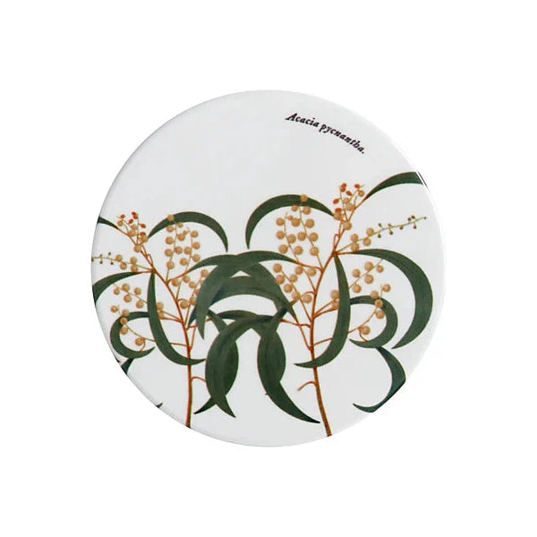 Royal Botanic Gardens Ceramic Round Coaster 9.5cm Wattle