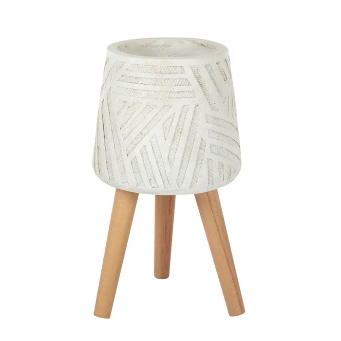 Nahua Composite Pot With Legs 28x51cm White