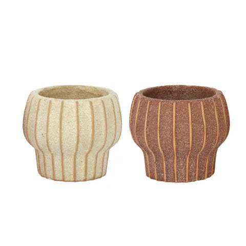 Pintuck Ceramic Pot 10x8.5cm Natural 2 Assorted
