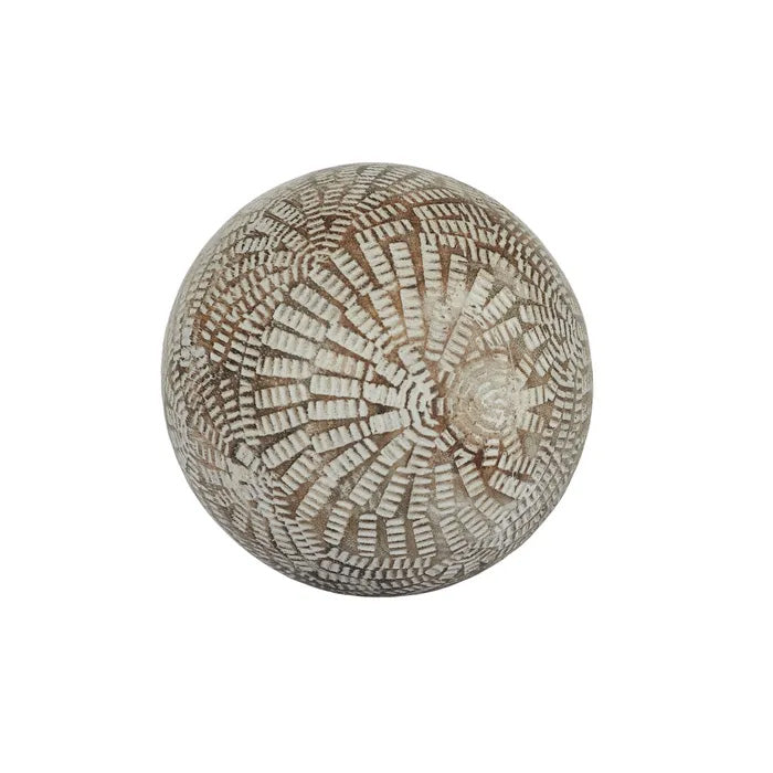 Bicheno Wood Deco Ball 7cm Natural/White