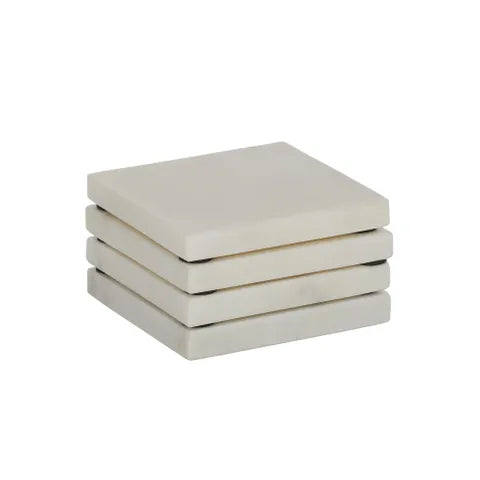 Neo Set of 4 Square Marble Coaster 10cm White