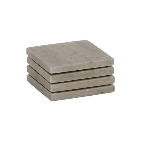 Neo Set 4 Square Marble Coaster 10cm Beige