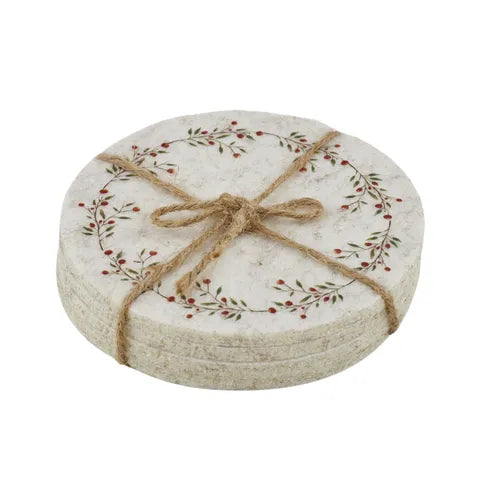 Xmas Coasters Round Felt 10cm Grey Set 4