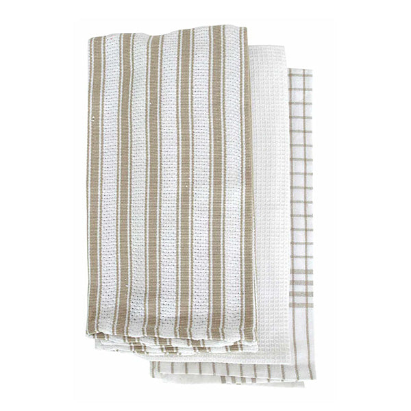 Gardenia 3 Pack Tea Towels 50x70cm Taupe