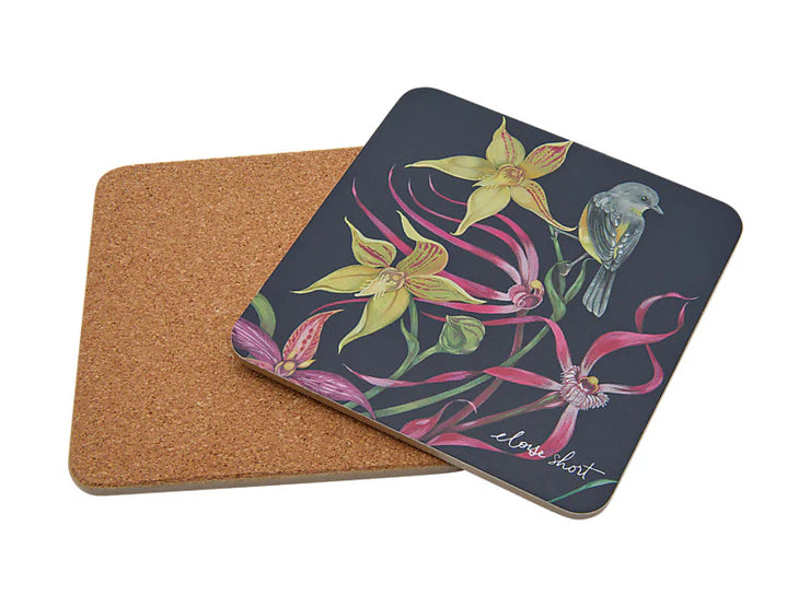 Eloise Short Lyric Cork Back Coaster Set of 4 Gift Boxed Assorted