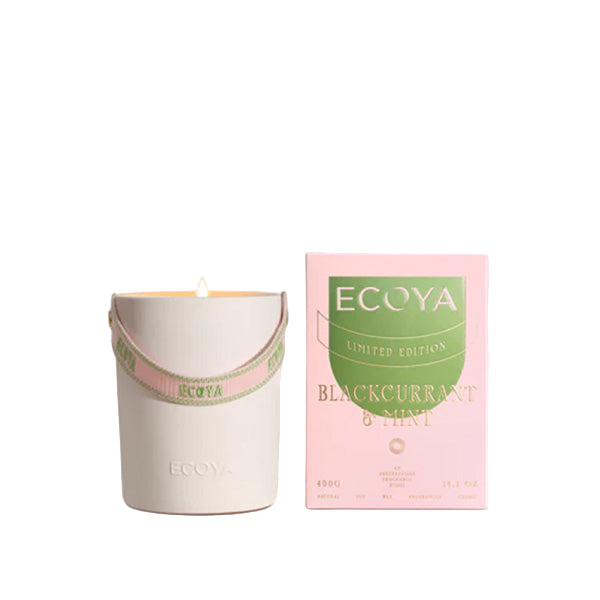 Ecoya High Summer 2026 - 400g Ceramic Candle - Blackcurrant & Mint