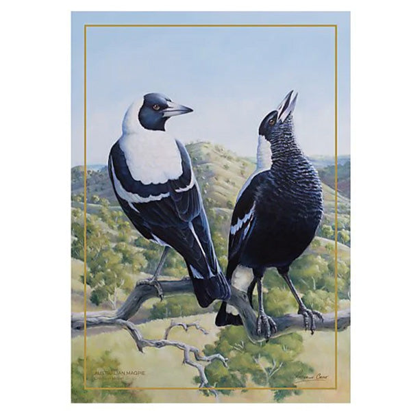 M&W Birds of Australia KC 10yr Anniversary Tea Towel 50x70cm Magpie