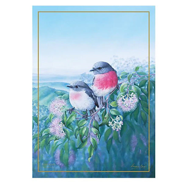 M&W Birds of Australia KC 10yr Anniversary Tea Towel 50x70cm Rose Robin