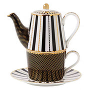 Teas & C's Regency Tea for One With Infuser Black Gift Boxed