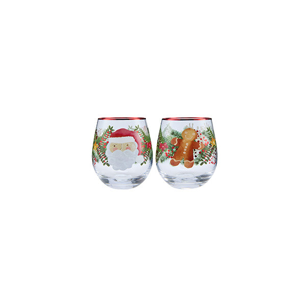 MW Tis The Season Stemless Glass 550ML Set of 2 Assorted Gift Boxed