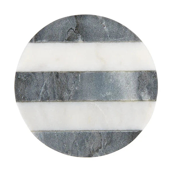 Coaster Collective Round Marble Coaster 10cm Charcoal Stripe