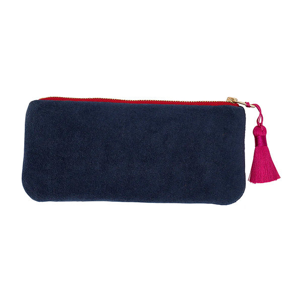 Velvet Makeup Pouch - Sapphire Blue