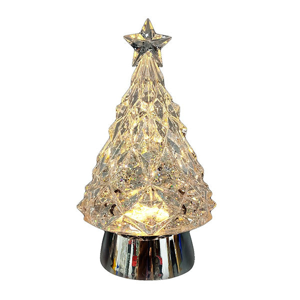 Water Globe Light Up Tree Silver
