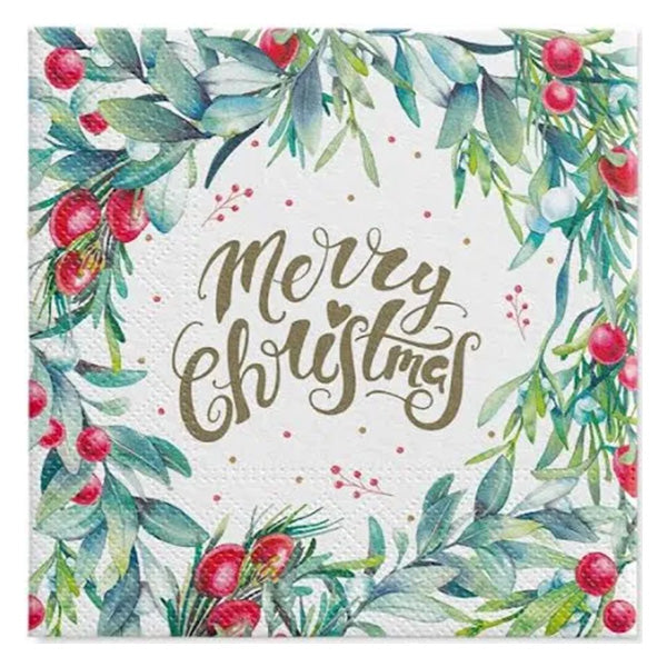 Paw Lunch Napkins 33cm Christmas Floral