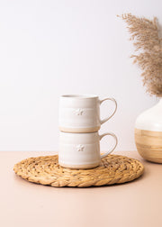 Mikasa Farmhouse Star Stoneware Mugs, Set of 2, 380ml, White