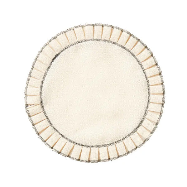 Pleat Jute Placemat 38cm Ivory Black