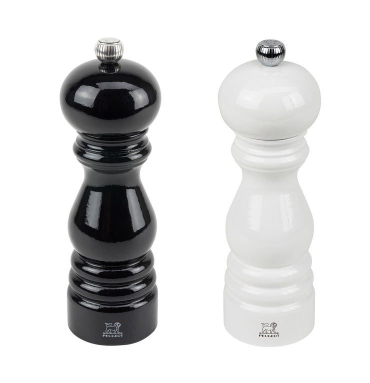 Peugeot Paris Salt & Pepper Mill Duo 18cm Gloss Black & White