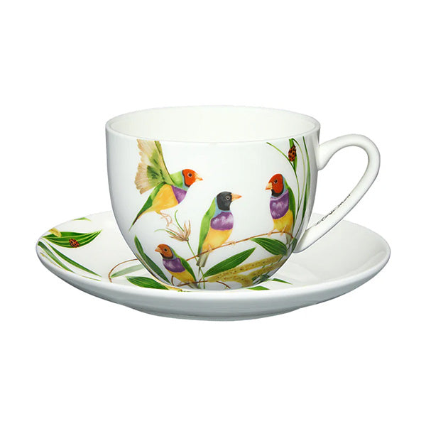 Eloise Short Lyric Cup & Saucer Gouldian Finch Gift Boxed