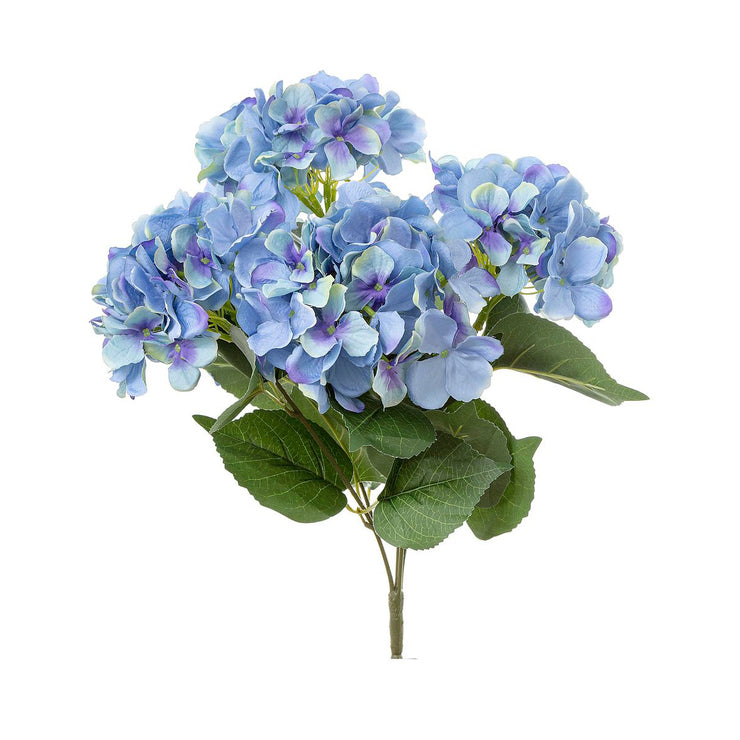 Hydrangea Bundle with Leaves 55cm Blue