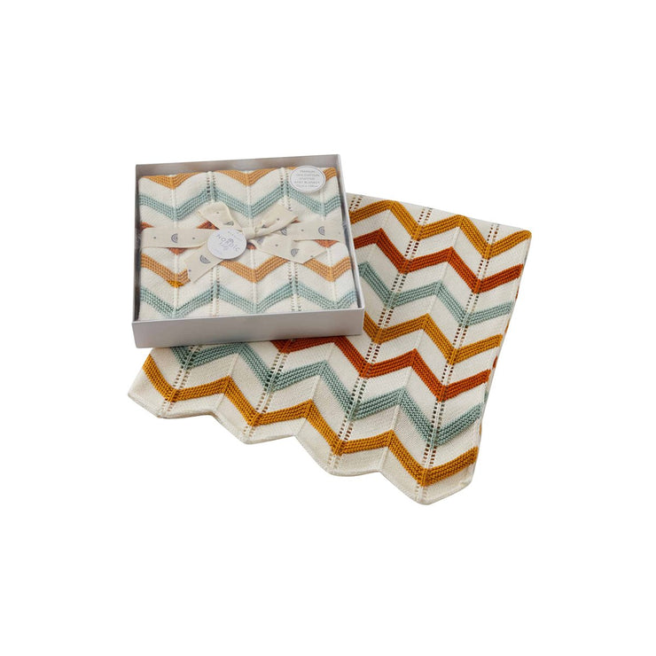 NVBL104 Zig Zag Knit Blanket Brick The Gymea Lily Homewares & Kitchen