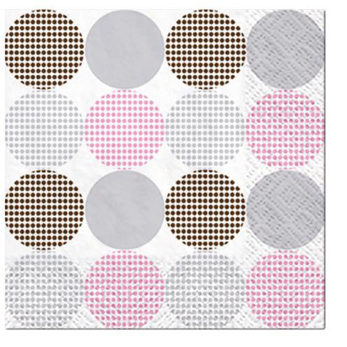 PAW Dotsy Dots Rosa 3 Ply Lunch Napkins 330mm