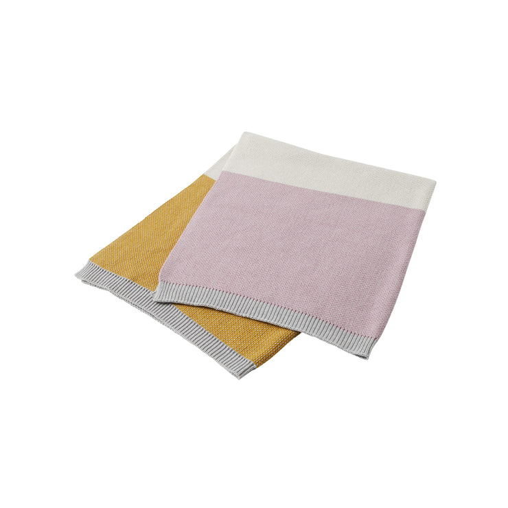 Spectacular Block Stripe Baby Blanket Pink/Mustard 80cm x 100cm