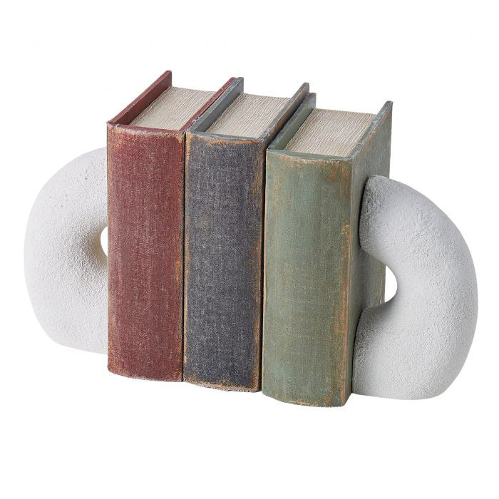 Semi Circle Book Ends Set 2 White