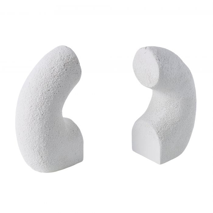 Semi Circle Book Ends Set 2 White