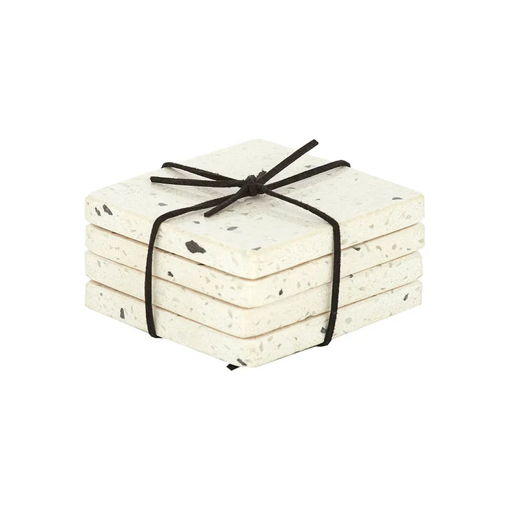 Terrazzo Coasters White Set 4 10x10cm