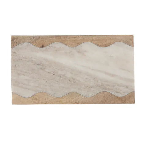 Ondulee Rect Marble Wood Board 18x32cm