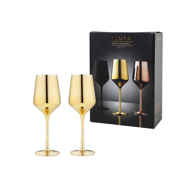 Tempa Aurora Wine Glass 2pk Gold Mirror